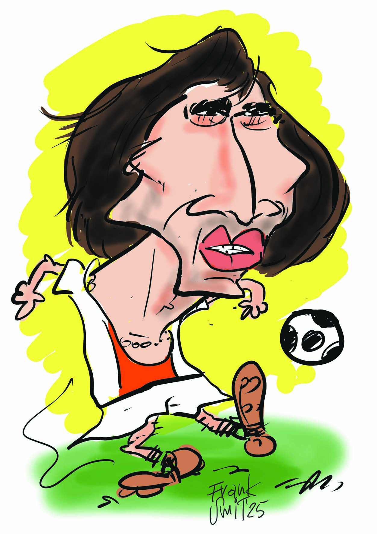 Karikatuur van johan cruyff